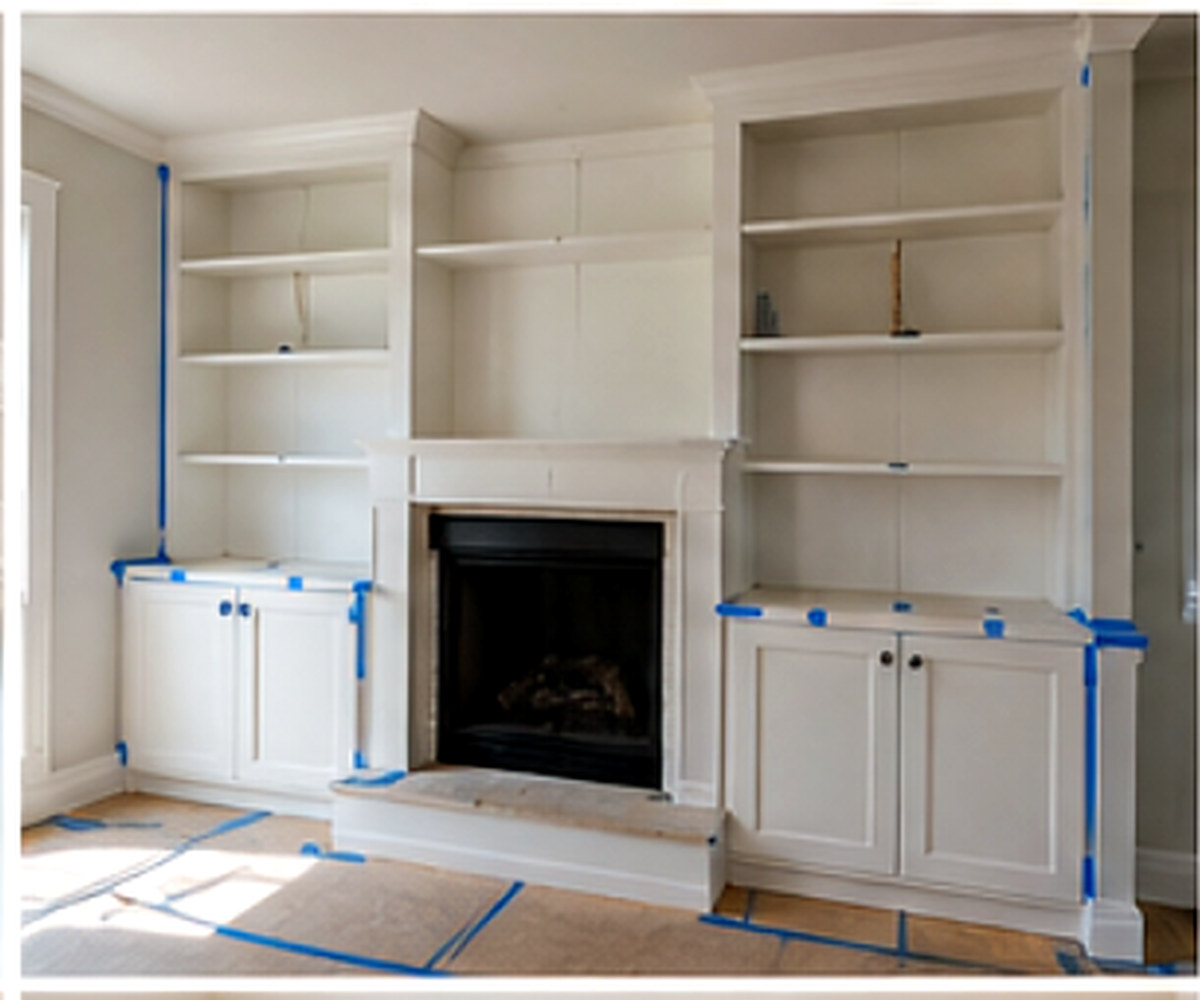 Custom fireplace surround with flanking built-in bookshelves — Connecticut carpentry project